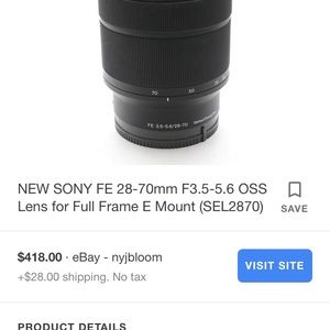 Sony camera lens model sel2870